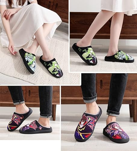 Roffatide Anime shoes Fuzzy hat closed Toe Open back slippers with rubber sole Skid Women 's Indoor hair shoes Europe 44-45