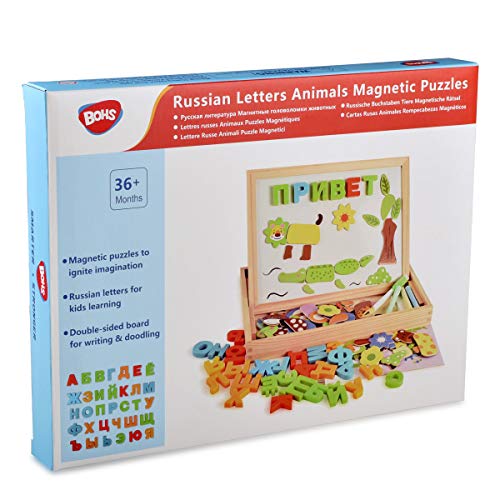 Rompecabezas magnético de Animales con Alfabeto Ruso, Tablero de Dibujo de Madera Multifuncional, Juguetes de Aprendizaje y educación para niños de 3 años en adelante