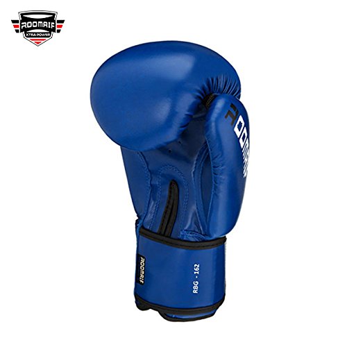 ROOMAIF - Guantes de Boxeo Sparring Entrenamiento Mitones Muay Thai Kick Boxing MMA Combat Boxeo ES (Azul, 10 OZ)