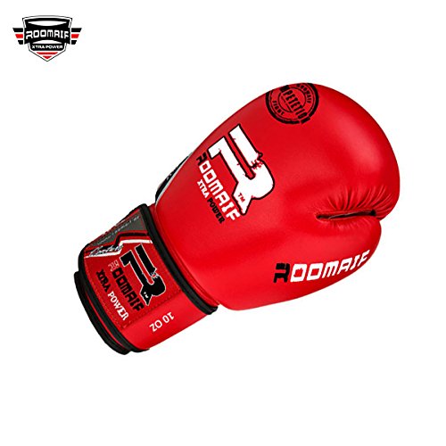 ROOMAIF - Guantes de Boxeo Sparring Entrenamiento Mitones Muay Thai Kick Boxing MMA Combat Boxeo ES (Rojo, 10 OZ)