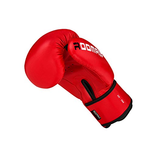 ROOMAIF - Guantes de Boxeo Sparring Entrenamiento Mitones Muay Thai Kick Boxing MMA Combat Boxeo ES (Rojo, 10 OZ)