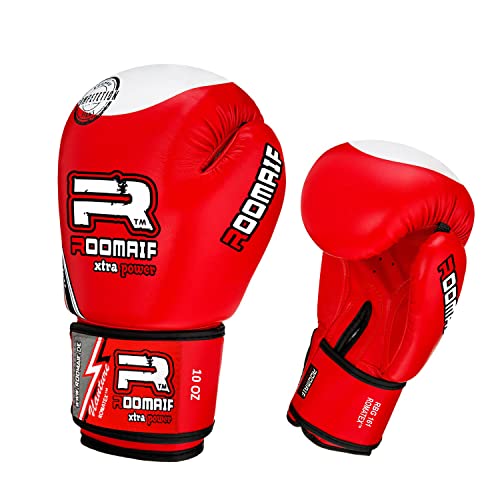 ROOMAIF - Guantes de Boxeo Sparring Entrenamiento Mitones Muay Thai Kick Boxing MMA Combat Boxeo ES (Rojo, 12 OZ)