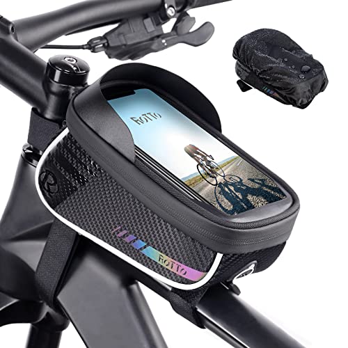 ROTTO Bolsa Bicicleta Bolso de Tubo Superior Bolsas movil para Bici Sensible Impermeable con Cubierta de Lluvia