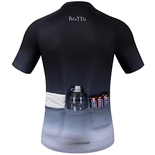 ROTTO Maillot Ciclismo Hombre Camiseta Manga Corta Ropa Ciclista para Bicicleta de Montaña Gradiente de Color Pro Series