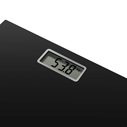 Rowenta BS1400 Premiss - Báscula de baño con Pantalla LCD, de diseño fino de 2cm de alto, hasta 150 kg y 100 gr de precisión, encendido y apagado automático, Negro