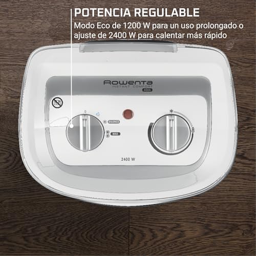 Rowenta Instant Comfort Aqua - Calefactor bajo consumo de hasta 2400W, apto para baños, función Silence 45 dBA, 2 velocidades, termostato mecánico función anti-heladas, ventilador aire frío, SO6510
