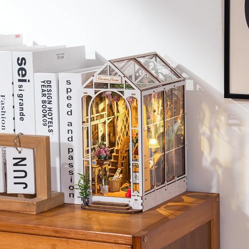 RoWood Book Nook Kit Invernadero | Puzzle 3D en Madera | DIY Casa Muñecas Madera para Montar | Maquetas Madera Regalos para Adultos y Adolescente