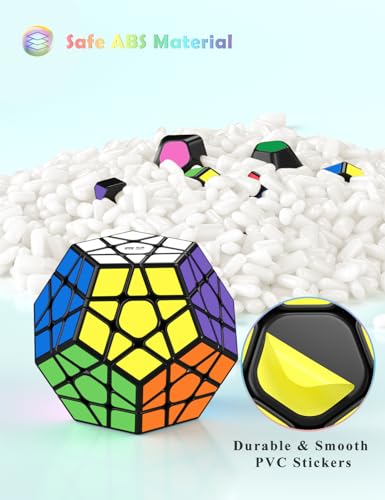 ROXENDA Dodecaedro Cube, Cubo Mágico de Pentagonal Speed Cube, Súper Duradero y Fácil Giro, Pegatinas Versión