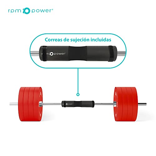 RPM Power Almohadilla para pesas – Almohadillas resistentes para levantamiento de pesas, sentadillas y empuje de cadera con protección de espuma acolchada para barra pesada (negro)