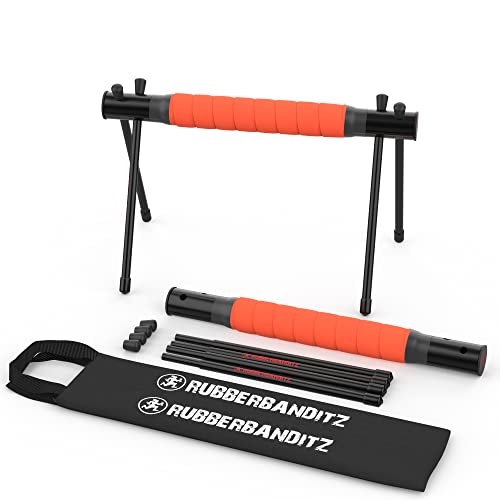 Rubberbanditz Parallettes - Barras de flexión, 2 barras plegables y portátiles para calistenia, gimnasia, flexiones y barras de mano, soporte de barra de entrenamiento con piernas extraíbles