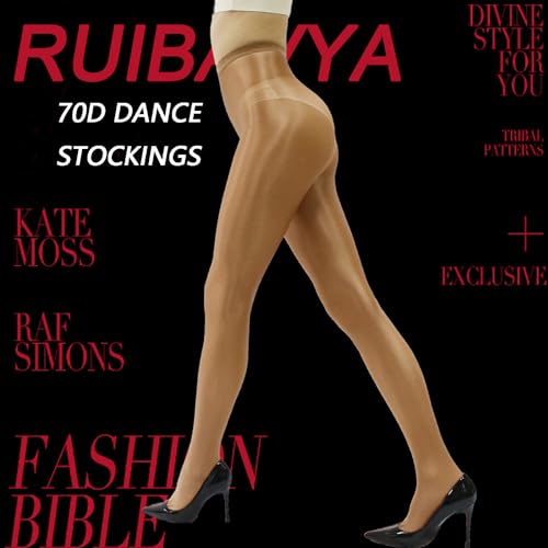 RUIBAVYA 70D Mujer Medias Danza Sexy Shaping Medias Cintura Alta Medias Aceite Pantyhose
