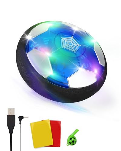 Rumicet Recargable Juguete Balón de Fútbol Flotante, Air Power Soccer con Lanzador de Espuma y LED, Portería de fútbol para Actividades de Interior, Futbol Juguete Niños para Navidad, cumpleaños