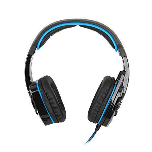 Sades SA901 7.1 de Sonido Envolvente estéreo Pro USB PC Gaming Auriculares Cinta de Cabeza de los Auriculares con micrófono Deep Bass Over-The-Ear Control de Volumen para Jugadores de PC (Azul)