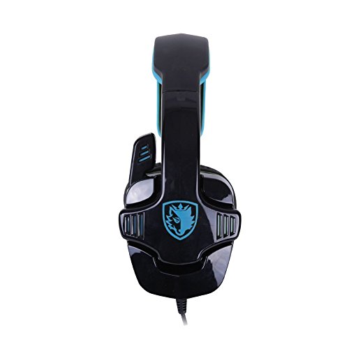 Sades SA901 7.1 de Sonido Envolvente estéreo Pro USB PC Gaming Auriculares Cinta de Cabeza de los Auriculares con micrófono Deep Bass Over-The-Ear Control de Volumen para Jugadores de PC (Azul)