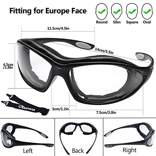 SAFEYEAR Gafas de Seguridad antiniebla y antifragmentación - SG002, gafas de trabajo profesionales teñidas con rayos ultravioleta para hombres y mujeres, protección ocular de laboratorio,molienda