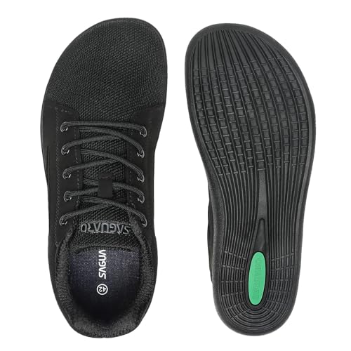 SAGUARO Barefoot Zapatillas Luck Ⅰ- Barefoot Hombre Calzado de Trail Mujer Calzado Descalzo Flexibles Zapatillas Casual para Caminar Zapatillas para Andar con Wide Tox Box DuckStride Negro,GR.42