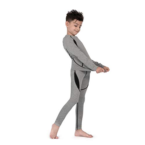 SAGUARO Conjunto Térmico para Niños Ropa Interior Termica Niñas Elástico Camiseta Térmica de Manga Larga Pantalones Térmicos Gris Gr.158-164