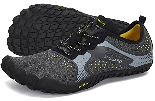 SAGUARO Hombre Mujer Barefoot Zapatillas de Deporte/Trail/Running/Fitness/Gimnasio/Caminar Zapatos Descalzos para Correr en Montaña Asfalto Escarpines de Agua, Negro, 42 EU