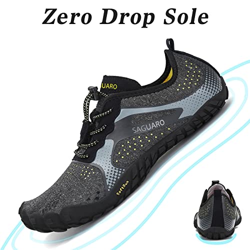 SAGUARO Hombre Mujer Barefoot Zapatillas de Deporte/Trail/Running/Fitness/Gimnasio/Caminar Zapatos Descalzos para Correr en Montaña Asfalto Escarpines de Agua, Negro, 42 EU