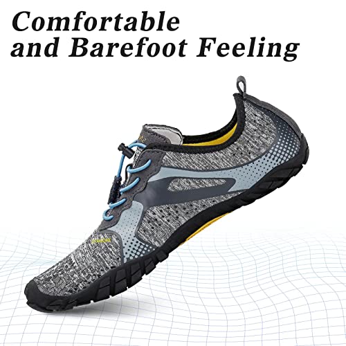 SAGUARO Hombre Mujer Barefoot Zapatillas de Trail Running Minimalistas Zapatillas de Deporte Fitness Gimnasio Caminar Zapatos Descalzos para Correr en Montaña Asfalto Escarpines de Agua, Gris, 39 EU