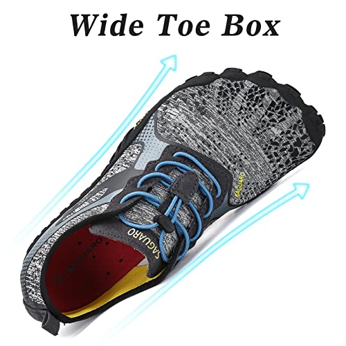 SAGUARO Hombre Mujer Barefoot Zapatillas de Trail Running Minimalistas Zapatillas de Deporte Fitness Gimnasio Caminar Zapatos Descalzos para Correr en Montaña Asfalto Escarpines de Agua, Gris, 39 EU