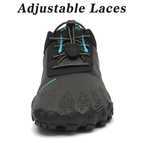 SAGUARO Hombre Mujer Barefoot Zapatillas de Trail Running Minimalistas Zapatillas de Deporte Fitness Gimnasio Caminar Zapatos Descalzos para Correr en Montaña Asfalto Escarpines de Agua, Verde, 47 EU