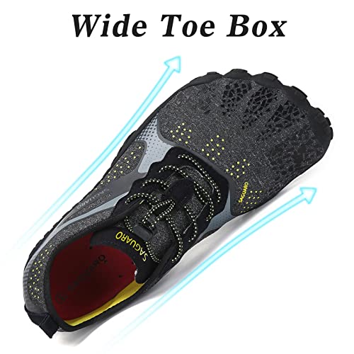 SAGUARO Hombre Mujer Barefoot Zapatillas de Trail Running Minimalistas Zapatillas de Deporte Fitness Gimnasio Caminar Zapatos Descalzos para Correr en Montaña Asfalto Escarpines de Agua, Negro, 37 EU