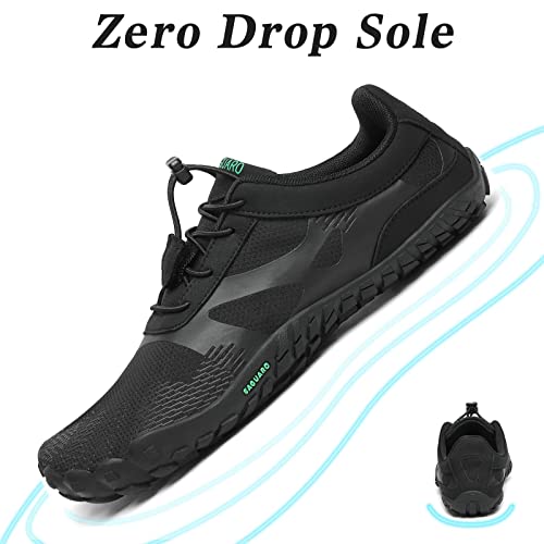 SAGUARO Hombre Mujer Barefoot Zapatillas de Trail Running Minimalistas Zapatos Descalzos de Deporte Fitness Gimnasio Caminar Correr en Montaña Asfalto Escarpines de Agua, Negro, 42 EU