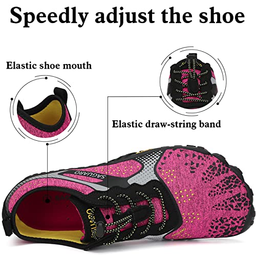 SAGUARO Minimalistas Zapatillas de Barefoot Trail Running para Mujer Antideslizante Five Fingers Calzado Minimalista Rosa Roja 37 EU