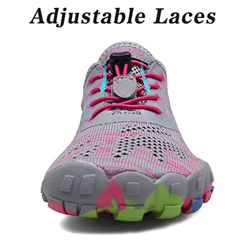 SAGUARO Mujer Barefoot Zapatillas de Trail Running Minimalistas - Zapatos de Deporte Fitness Gimnasio Caminar Descalzos para Correr en Montaña Asfalto Escarpines de Agua, Rosa, 38 EU