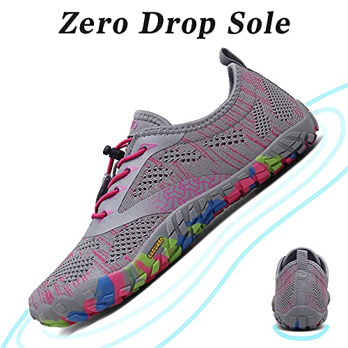 SAGUARO Mujer Barefoot Zapatillas de Trail Running Minimalistas - Zapatos de Deporte Fitness Gimnasio Caminar Descalzos para Correr en Montaña Asfalto Escarpines de Agua, Rosa, 38 EU