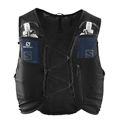 Salomon Adv Hydra Vest 8 Chaleco para correr con Flask incluido Unisex, Comodidad y estabilidad, Rápido acceso a la hidratación, Simplicidad, Black, M
