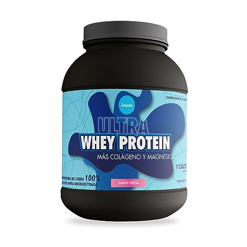 Saludel Whey Protein Sabor Fresa 1Kg | Proteína de suero de leche en polvo con Colágeno y Magnesio | Fortalece y Desarrolla la Masa Muscular