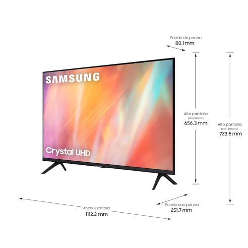 Samsung Crystal UHD 2022 50AU7095 - Smart TV de 50", HDR 10+, Procesador 4K, PurColor, Sonido Inteligente, Función One Remote Control. Compatible con Alexa y Asistentes de Voz.