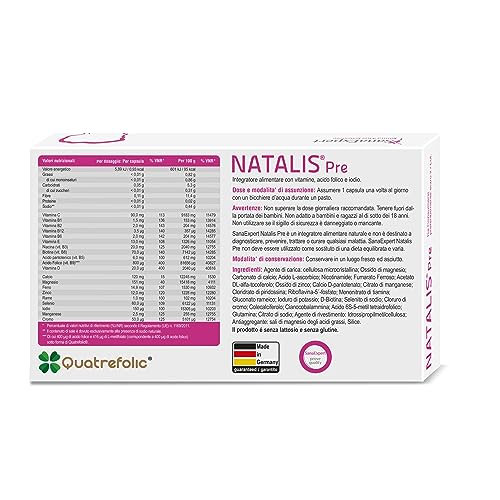 SanaExpert Natalis Pre pack X2| SUPLEMENTO PARA LA FERTILIDAD Y EL INICIO DEL EMBARAZO con Ácido Fólico, Quatrefolic, Hierro y Vitaminas (2).