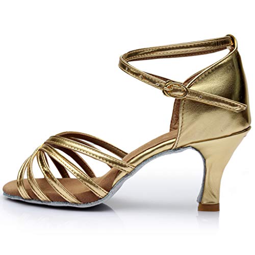 Sandalias de mujer de moda zapatos de baile baile latino salón de baile sandalias mujer zapatos mujer zapatos primavera tacón, dorado, 38 EU