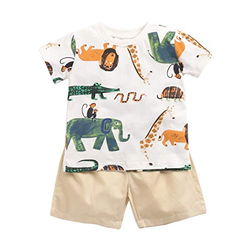 Sanlutoz Algodón Bebé Conjuntos de Ropa Verano Dibujos Animados Recién Nacido Camiseta + Shorts 2 Piezas (0-6 Meses, BCS9045)