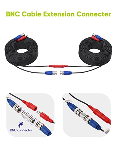 SANNCE 4Pcs BNC Cable 30m/100pies de Video para Fuente de Alimentación de Sistema Cámara de Vigilancia DVR CCTV Kit de Seguridad para Hogar (4pcs Negro)