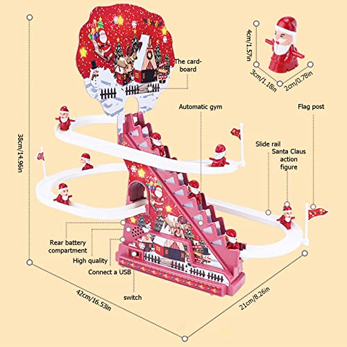 Santas Chasing - Juego de pistas de carreras eléctricas de juguete de escalera eléctrica para santas, diversión Santa Stair Climbing Toy para niños pequeños y sekemure