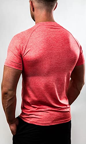Satire Gym - Camiseta Ajustada Fitness Hombres/Ropa Deportiva de Secado rápido Hombre - Apta como Camiseta de Culturismo y Camiseta de Gimnasio Entrenamientos (Rojo Moteado, M)