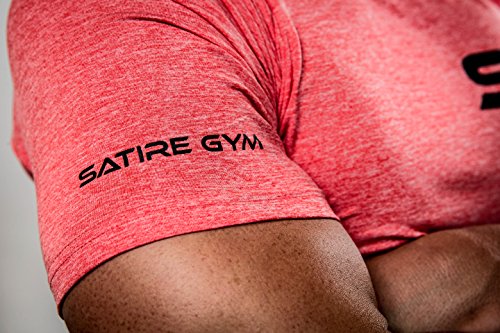 Satire Gym - Camiseta Ajustada Fitness Hombres/Ropa Deportiva de Secado rápido Hombre - Apta como Camiseta de Culturismo y Camiseta de Gimnasio Entrenamientos (Rojo Moteado, M)