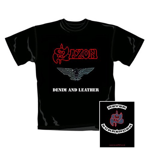Saxon   Denim & Leather T-Shirt   L