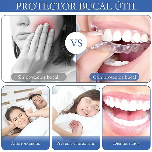 Scettar 8 Piezas Ferula Descarga Bruxismo Dental Noche, Kit de Protección Dental Protector Dental para Dormir, Escudo Dental con Caja de Higiene Prevenir el Bruxismo y Roncar