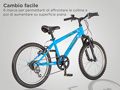 Schwinn Remix - Bicicleta de montaña infantil, ruedas de 20 pulgadas, marco Smartstart en acero ligero, suspensión frontal, 6 velocidades, recomendada para niños entre 5 y 8 años, azul