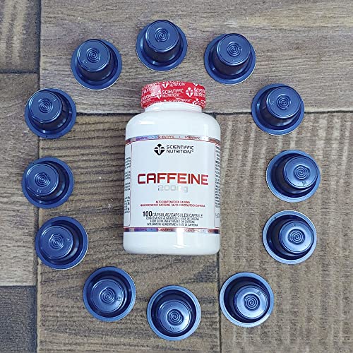 Scientiffic Nutrition - Caffeine, Pre Workout, Potente Quemagrasas de Cafeína 200mg, Estimula el Sistema Nervioso, Ayuda al Estudio y la Concentración - 100 Cápsulas