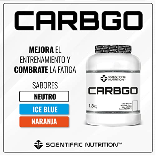 Scientiffic Nutrition - Carbgo, Carbohidratos para Aumentar la Masa Muscular, con Amilopectina de Maíz, Recuperador Muscular, Mejora el Rendimiento y Combate la Fatiga - 1,8Kg, Sabor Neutro.