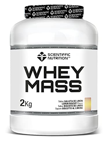 Scientiffic Nutrition - Whey Mass, Proteínas y Carbohidratos en Proporción 50/50, Aumenta el Volumen Muscular, con Creatina, Enzimas Digestivas y Glutamina - 2kg, Galleta de Limón.