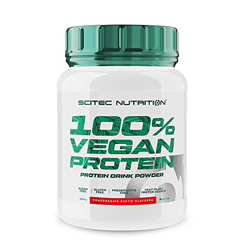 Scitec Nutrition 100% Vegan protein, Bebida en polvo de proteína vegetal con vitamina B12 y edulcorantes, sin azúcar, sin gluten, 1 kg, Granada exótica