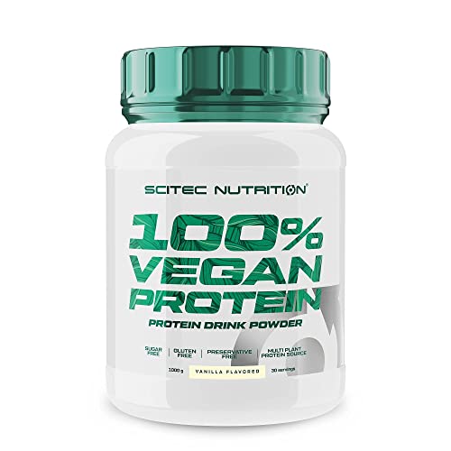 Scitec Nutrition 100% Vegan protein, Bebida en polvo de proteína vegetal con vitamina B12 y edulcorantes, sin azúcar, sin gluten, 1 kg, Vainilla