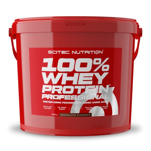 Scitec Nutrition 100% Whey Protein Professional, Con aminoácidos clave y enzimas digestivas adicionales, sin gluten, 5 kg, Chocolate